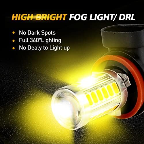 AuxBeam H11 H8 H9 LED LUGBA LUGBA, MAX 32W de alta potência Ambar amarelo 2800lm Lâmpada LED extremamente brilhante para luz