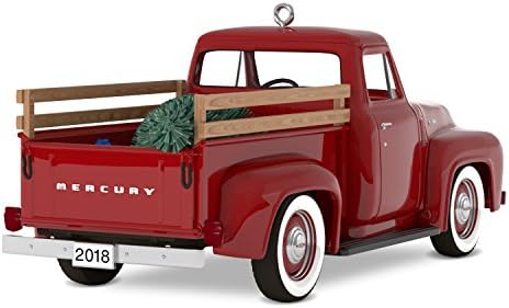 Ornamento de Natal da Hallmark Keetake 2018 datado, All-American Trucks 1954 Mercury M-100, Metal