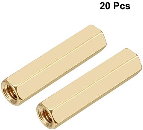 UXCELL 20PCS BRASS STECLE PILO DE BRASS feminino SPAPER HEX SPACER M3X5X20MM