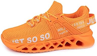 Bestgift casal de tênis respirável Taço de tecido casual Sapatos de corrida de lâmina Orange EU44/US10