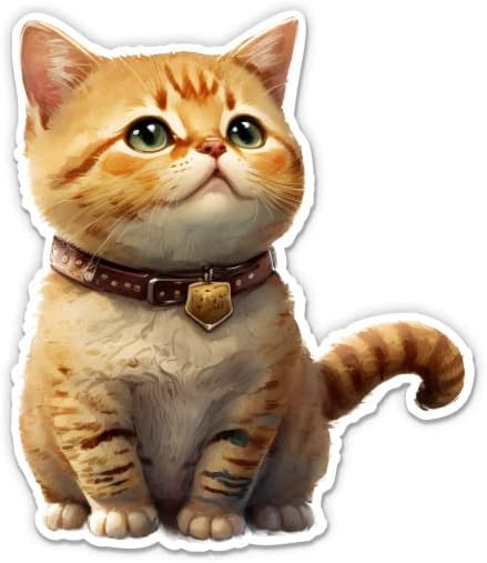 Adesivo de gato de gato laranja fofo - adesivo de laptop de 3 - vinil à prova d'água para carro, telefone, garrafa