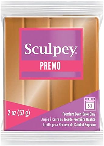 Sculpey Premo ™ Polymer Bake Clay, ouro, não tóxico, 2 oz. Bar, ótimo para fabricação de jóias, férias, bricolage, mídia mista