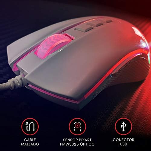 Jogador de mouse cobra, rgb, 7 botões, 12400dpi, lunar branco