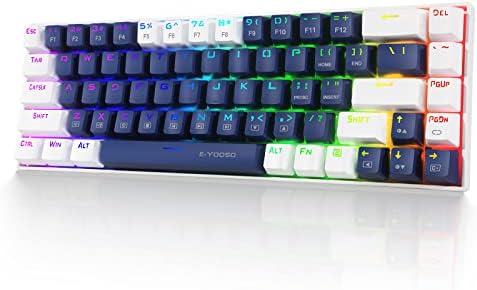 Huo Ji 65% RGB Teclado de jogo, e-yooso Z-686 com fio 68 teclado mecânico, interruptores vermelhos lineares, software Pro suportado,