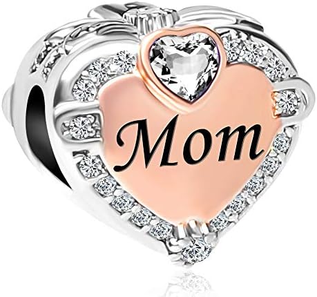 Charmsstory Rose Gold Mom Mãe CARMO AMOR CHARM DE PARTIMANTE PARA BRACELES