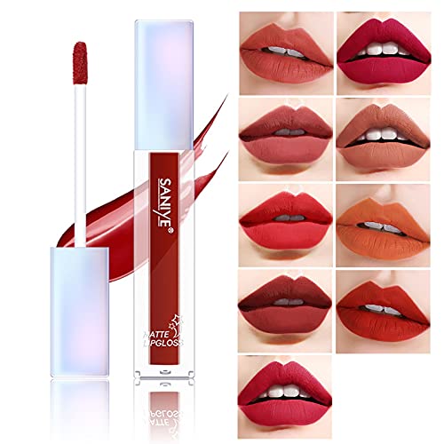 Conjunto de batom de 9colors, novo batom fosco de batom de veludo duradouro há muito tempo à prova d'água de brilho labial 4ml,