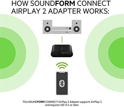 Belkin SoundForm Connect AirPlay 2 Adaptador e Airplay 2 Receptor - STRAMEIRO sem fio para dispositivos Apple para alto