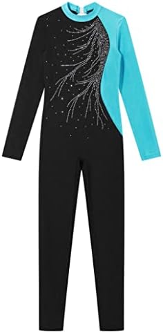 Loyan Kids Girls Bodys Back Bodysuit de uma peça unitário de dança longa Biketards de manga longa collant ginástica de corpo