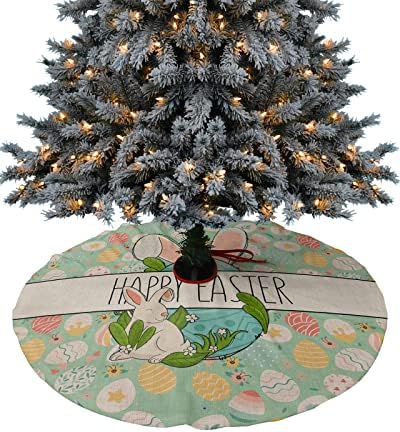Salia de árvore de Natal de 48 polegadas, saia da árvore da Páscoa para férias de Natal Feliz Natal Decorações de festa