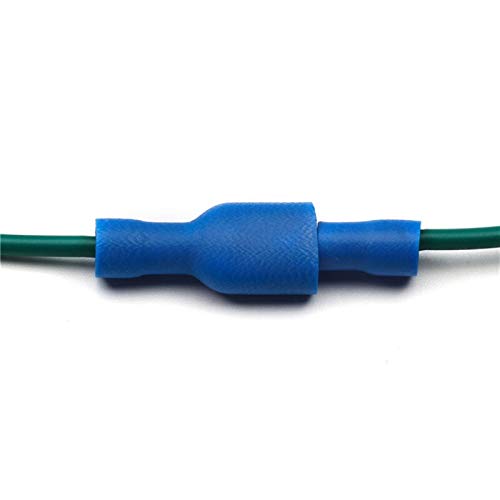Conectores de fio Ernahdasa, 100pcs 6,3 mm 16-14awg fêmea feminina fiação elétrica Terminal de crimpagem isolada Blue FDFD2-250