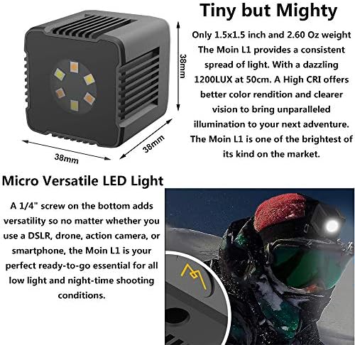 Luzes LED de cubo magnético Dazzne Moin L1, 3200K-5600K, Iluminação fotográfica subaquática de 0-1000LUX com controle de aplicativos