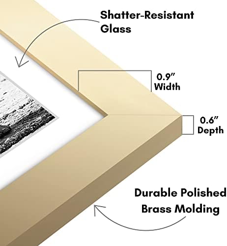 AmericanFlat 11x11 Frame de ouro em ouro - exibe 8x8 com MAT e 11x11 sem tape
