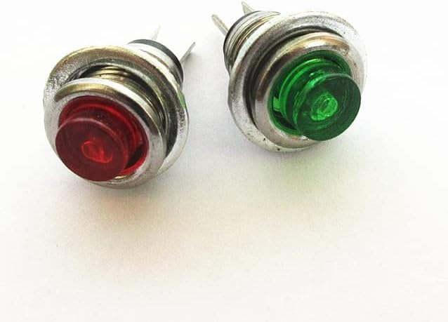 2PCS DS 101 botão de 8mm interruptor Momentário sem trava Micro Push Push Normalmente abre o interruptor redondo verde/vermelho