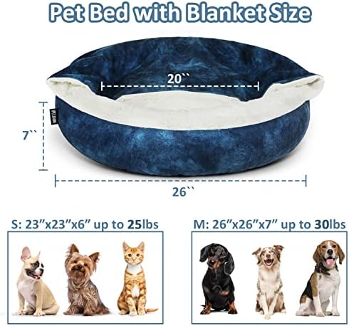 Cama de cachorro pequena e cama calmante com conforto Sleep Anti-Ansiety Pet Cedm com máquina de manta com capuz lavável