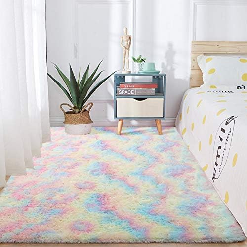 Junovo 4 x 5,9 pés mole arco -íris tapetes e tapete de hexagon ultra macio para berçário quarto de bebê quarto decoração de casa