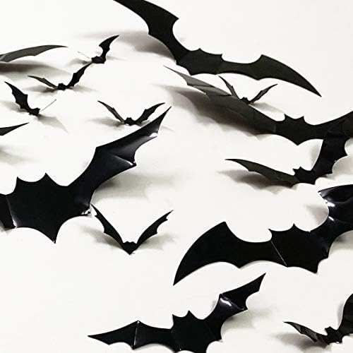 Anditoy 60 PCs Halloween 3D Bats 4 tamanhos de morcegos assustadores adesivos de decalques de parede gracios de janela