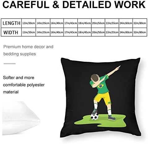 Dabbing Soccer Brasil Brasil Futebol Tampas de travesseiro com almofadas de travesseiro quadrado Zip Protetor para sala de estar
