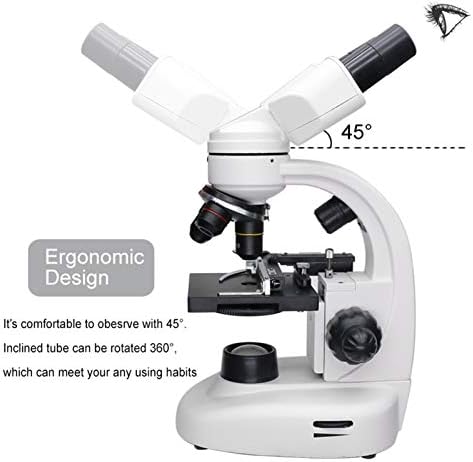 Yezimk Profesional Lab Microscopio Binocular Microscópio Biológico ， 40x-1600x com 360 graus Microscópio óptico de cabeça rotativa