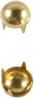 Nailheads - manchas - pregos: tamanho 30 Pérola / acabamento redondo de ouro - 100 PCs - 4 Prong - 6mm 15/64