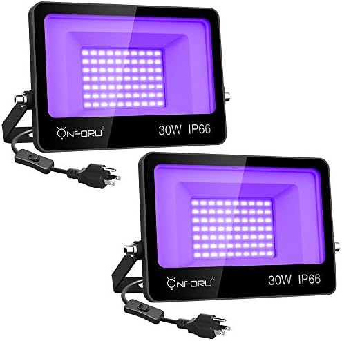 Luzes pretas LED de 30w de 30w, luz de inundação de Blacklight com plugue, IP66 à prova d'água, para festa de dança