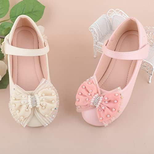 Qvkarw Sapatos infantis moda pequenos sapatos de couro bebês crianças sapatos de princesa renda arco infantil sandálias