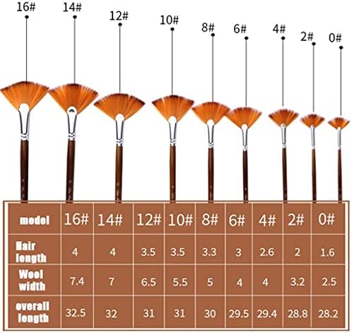 Pincéis de ventilador de fãs de nylon de nylon de madeira de nylon, de nylon, de nylon, de nylon para artista de madeira de nylon