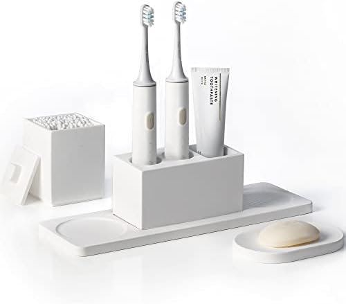 Suportes de escova de dentes para banheiros, acessórios de banheiro branco diatomita, porta -dentes elétricos bancada com suportes