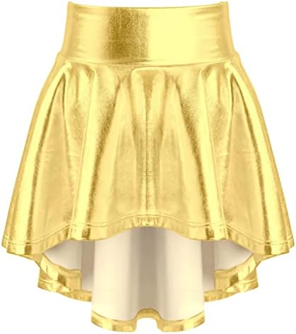 Jhaoyu Girls Shiny Metallic Bleaed Dança Skatista Skort Skort Jazz Latine Ballroom Stage Performance Costum