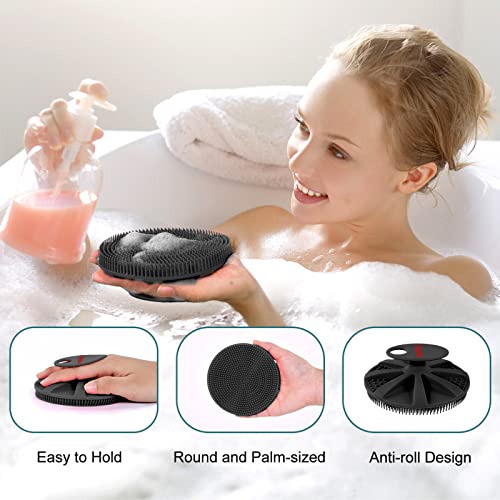 Escova de chuveiro de lavador de silicone macio de silicone de nível innerNeeded, com máscara de massageador de couro cabeludo,