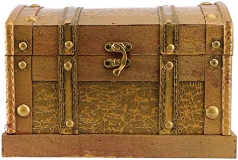Caixa de tesouro vintage da AMOSFUN Caixa de madeira Pirata Caixa Retro Organizador de armazenamento de jóias para decoração
