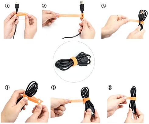 Patu Reutilizable Cable Ties - 30 PCs Gancho de pano de microfibra de 3 polegadas e tiras de fios de gerenciamento de cordões