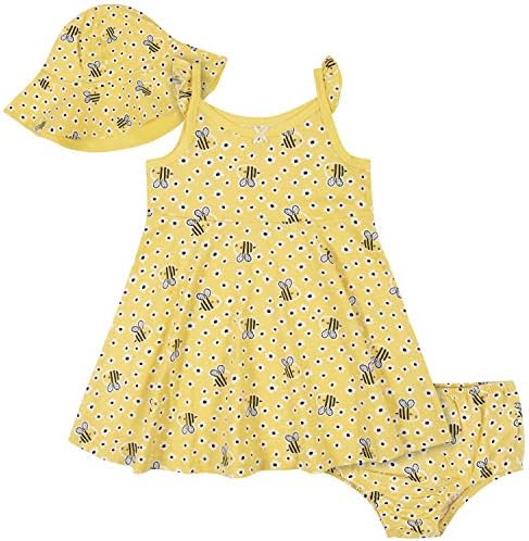 Gerber Baby-Girls Sundress de 3 peças, capa de fralda e conjunto de chapéu