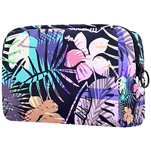 Plantas tropicais coloridas pequenas bolsas de maquiagem para bolsa de bolsa cosmética de viagens para a bolsa Bolsa