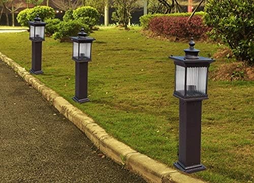 Zeelyde Post Lights Outdoor, vintage marrom marrom alta seção coluna luz ligante de alumínio fundido para o gramado de alumínio