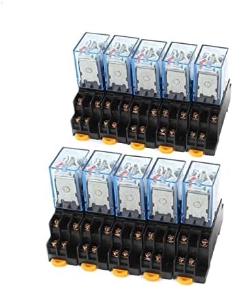 Hifasi 10set my4nj dc 12v bobina 4NO 4NC Green LED Indicador Relé de potência Din Rail de 14 pinos base