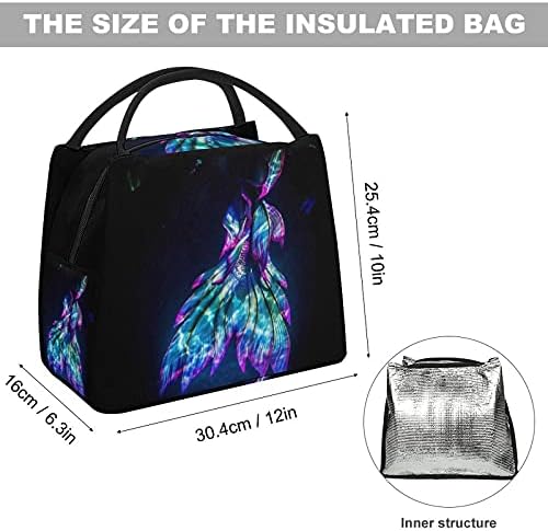 Glow in the Dark Mermaid Tail Isoled Tote Bag Bow