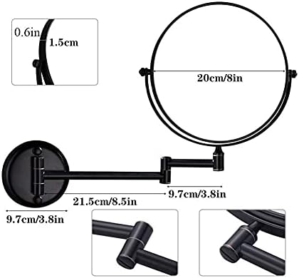 Espelho de maquiagem montado em parede de 8 polegadas de 8 polegadas 1x/10x, com dupla face 360 ​​° giratória, espelho cosmético de