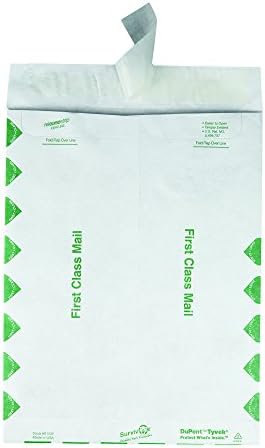 Survivor R1530 Tyvek USPS Primeira Classe Mailer, 9 1/2 x 12 1/2, branco