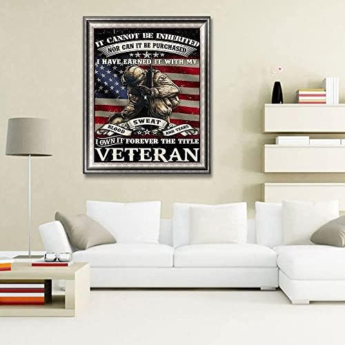 5D Pintura de diamante patriótico Exército militar Americano American 16x20 polegadas Round Diamond Diamond Art para adultos