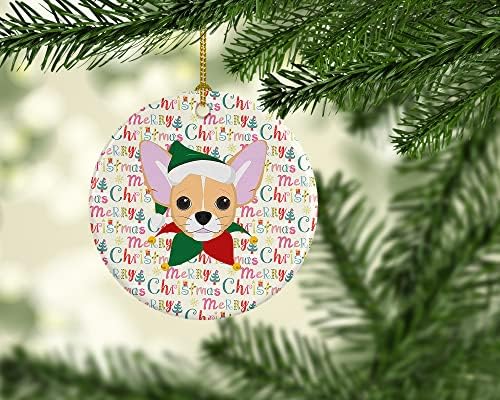 Tesouros de Caroline WDK1455CO1 CHIHUAHUA Feliz Natal Cerâmica Ornamento, decorações de árvores de Natal, ornamento pendurado