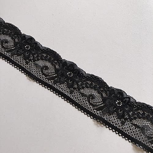 ALIVE LACE Black Stretch Lace 2 polegadas de largura para decorações de casamento de noiva, costura de fazer DIY e artesanato DIY-