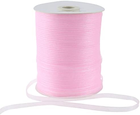 Mayreel Shimmer Sheer Organza Ribbon 1/4 Fita de fita rosa clara Fita para artesanato pendurar etiquetas de convite Cartões de