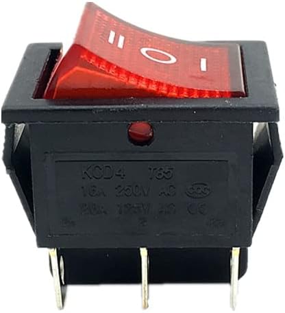 1PC KCD4 Rocker Switch 6 pinos com luz verde vermelha 3 Posição LIGADA OFF 16A 250V/20A 125VAC Power Switch -