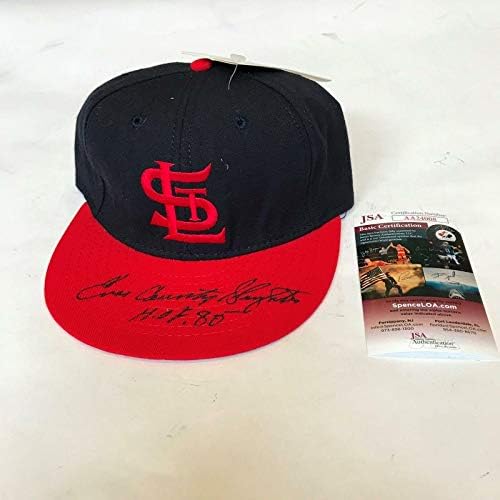 ENOS Country Slaughter Hall of Fame 1985 assinou o St. Louis Cardinals Hat JSA COA - Chapéus autografados