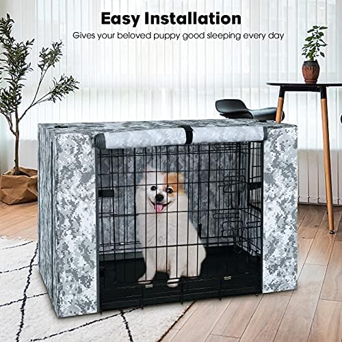 Esportes Joy Dog Crate Capa Capa de canil: capa de caixas de camuflagem de 30 polegadas para gaiolas de cachorro médio duas portas