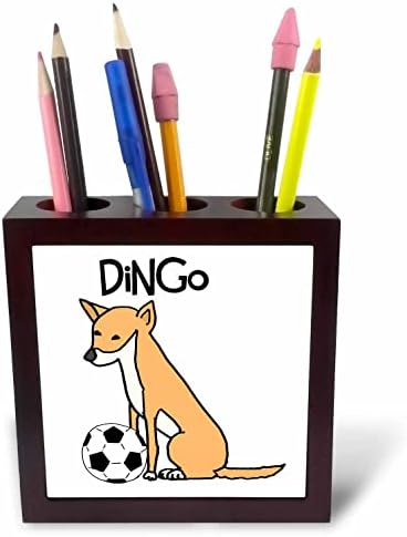 3drose engraçado fofo fofo australiano Dingo Wild Dog praticando esportes de futebol. - titulares de caneta de ladrilhos