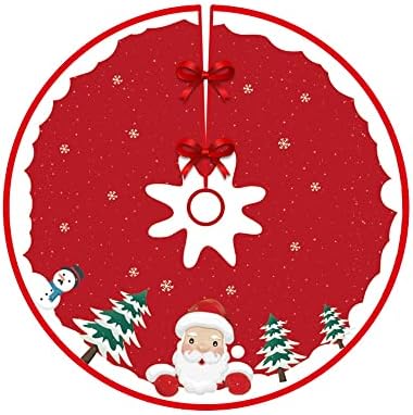 LONA VEILEILED 36 polegadas Saia de árvore de Natal, Redas de Natal Red Saias de Treça Decorações de Capa Base Ornamentos de Árvore