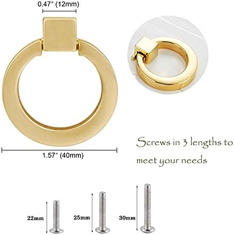 WProichd Gold Drawer Pulls-6 Pacote moderno da simplicidade alça de anel de zinco Hole de um único buraco de 1,57