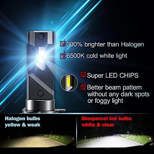 Sinoparcel H15 Bulbo de farol de LED de feixe alto com luz de corrida diurna - Super Bright Legal White 6500K - Plugue