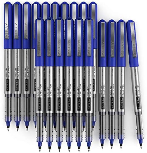 Canetas Arteza Rollerball, pacote de 20, conjunto de presentes de diário líquido azul 0,7mm, 6 x 8 polegadas, material de escritório